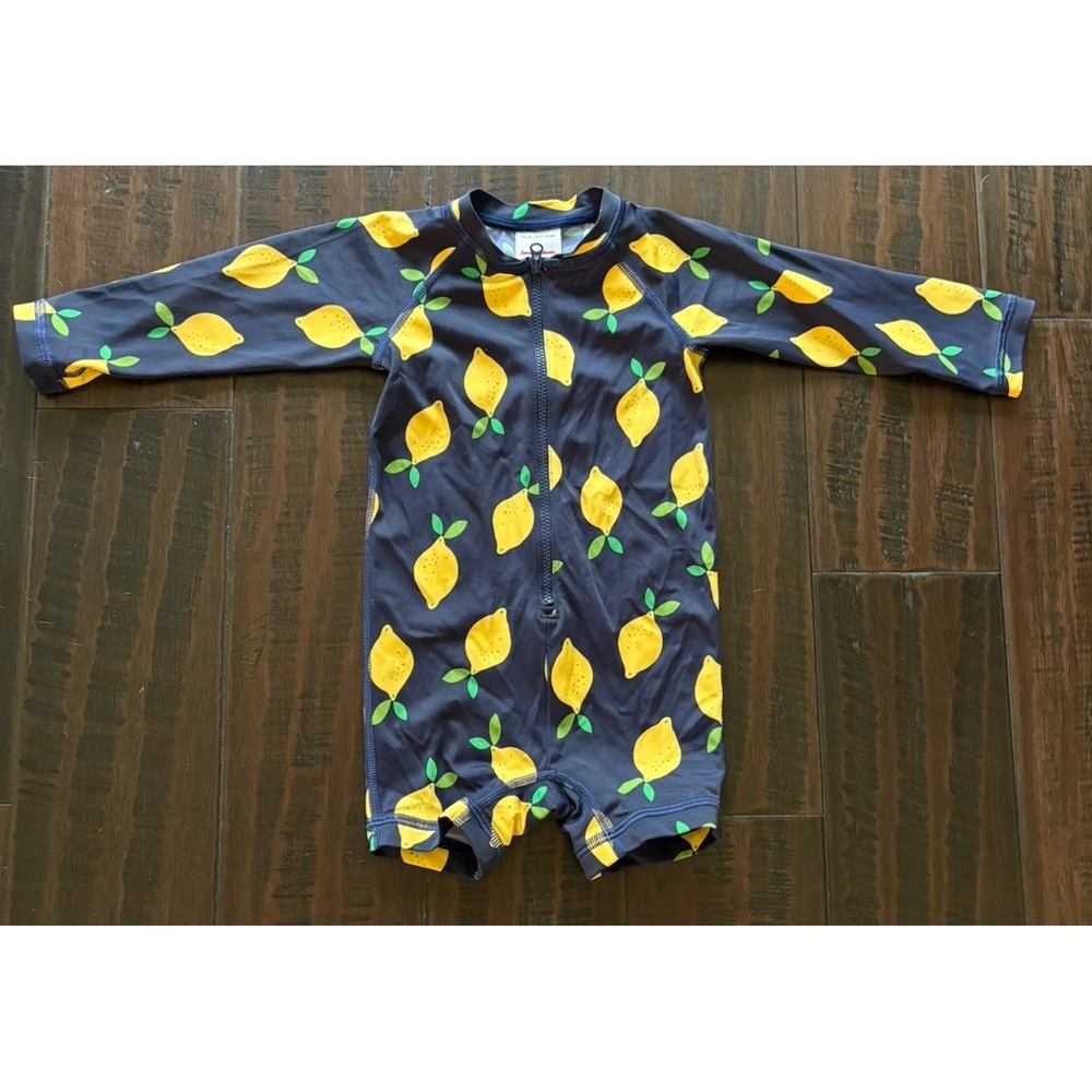 Hanna Andersson Baby Rash Guard Suit Lemonade in Navy Size 12-18 M Swim Beach